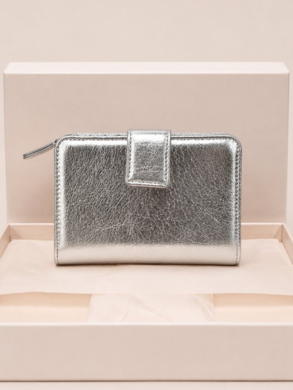 Sergio Rossi Metallic Silver Leather Wallet